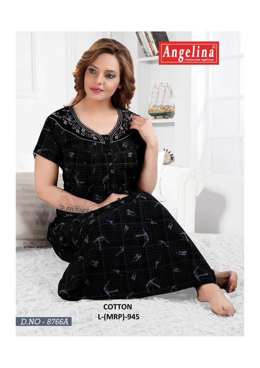 Angelina Cotton Nighties Branded Good Quality Night Gown Buy Online ...