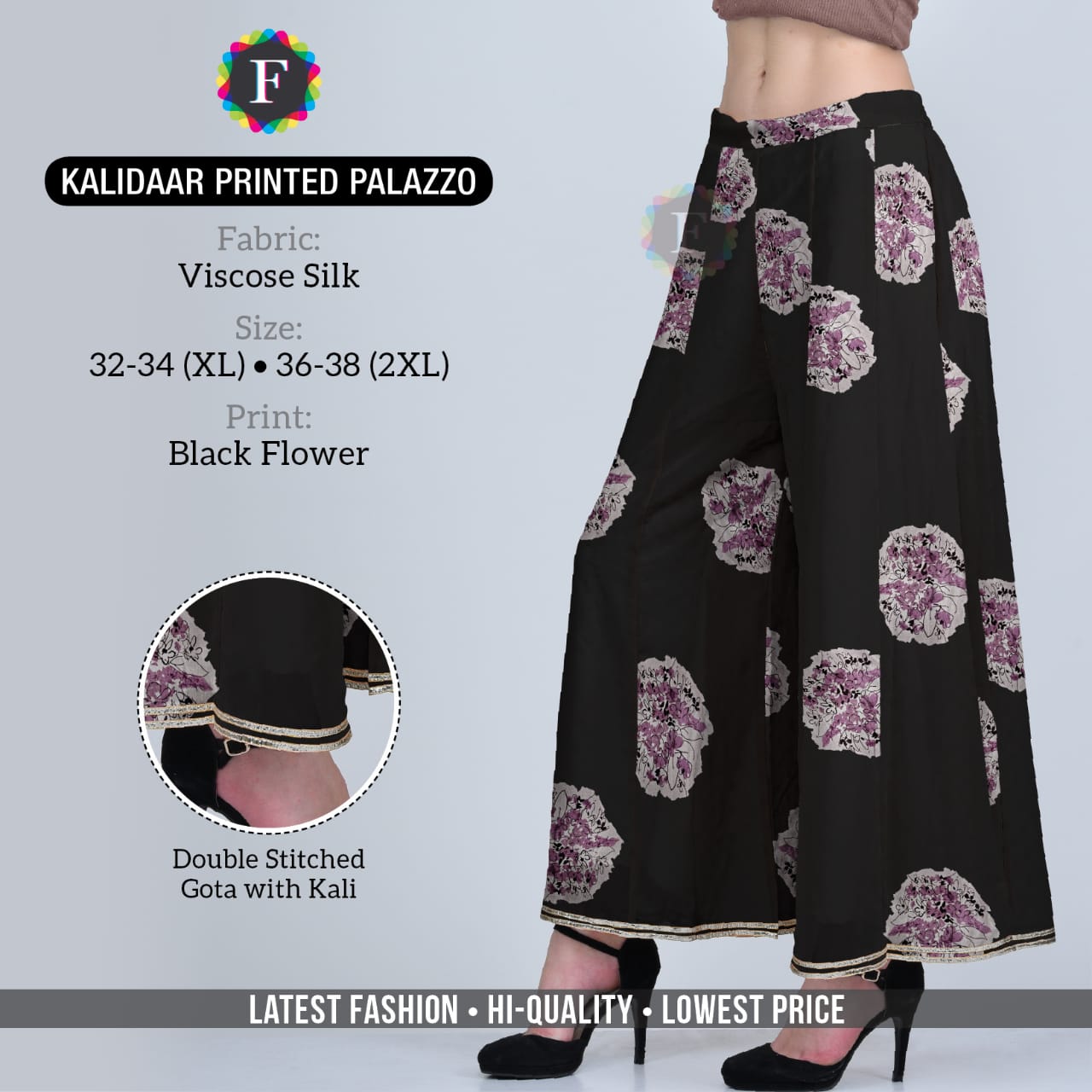Kalidaar Printed Palazzo Ladies Bottom Wear Plazzo Clothing Store