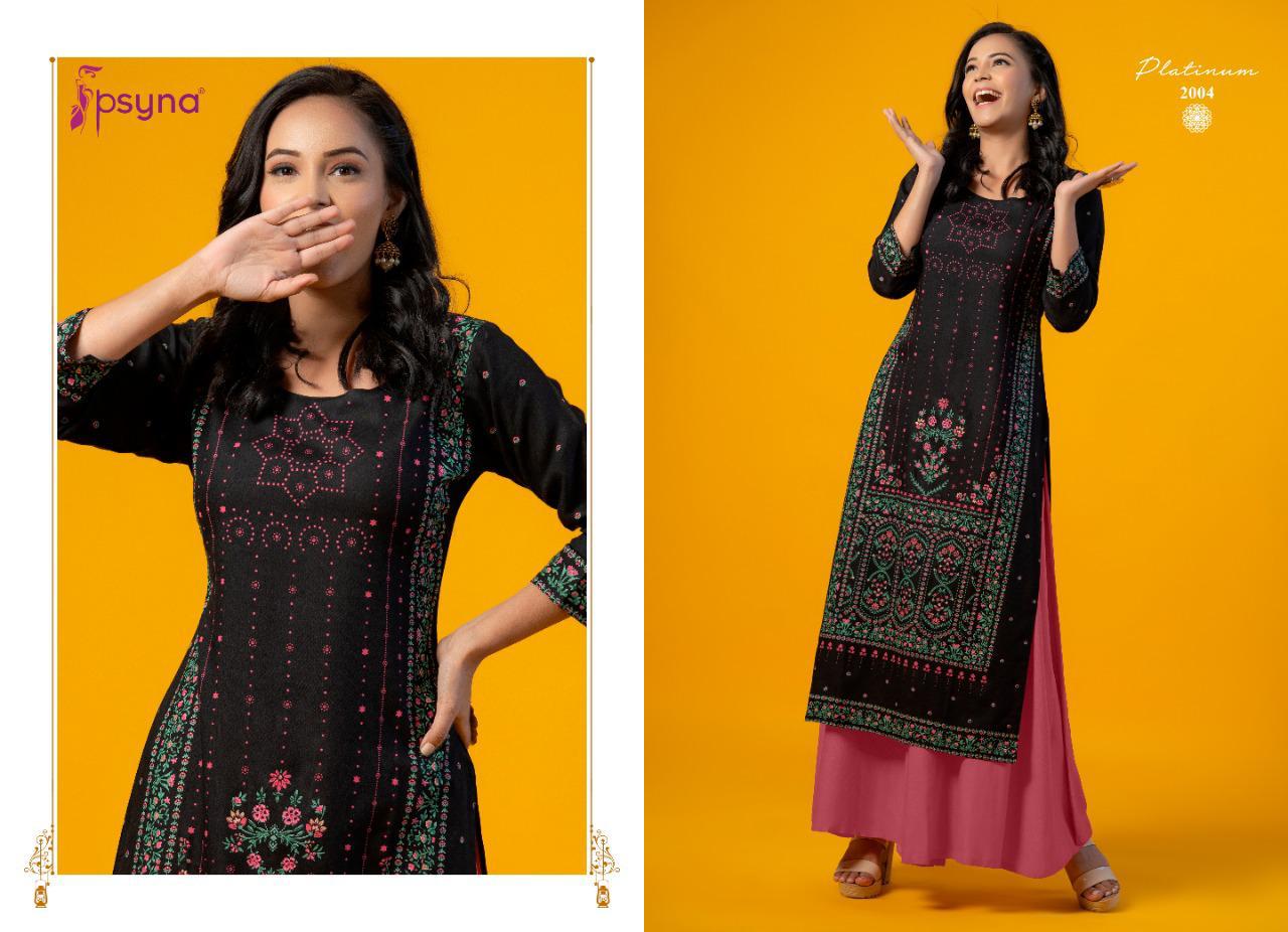 Platinum Vol 2 By Psyna Rayon Straight Kurtis Simple To Wear Collection